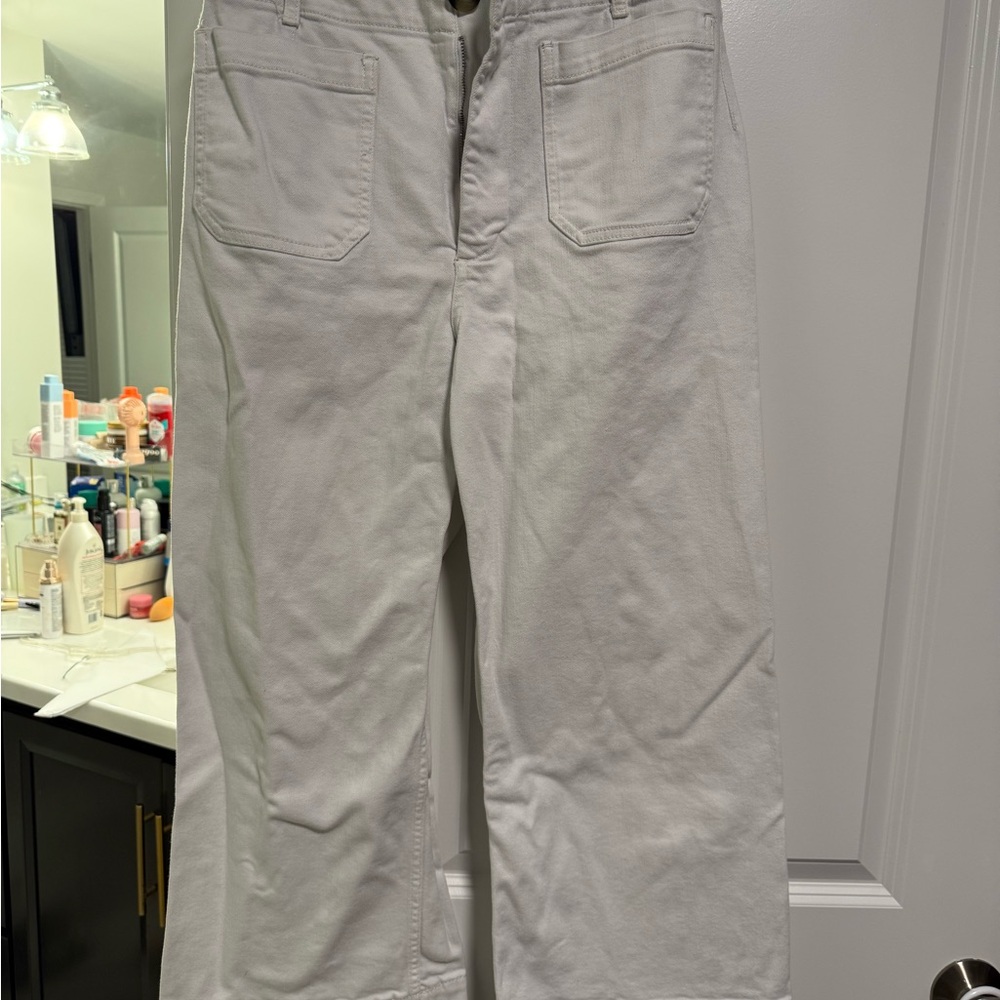 Maeve White Wide-Leg Pants